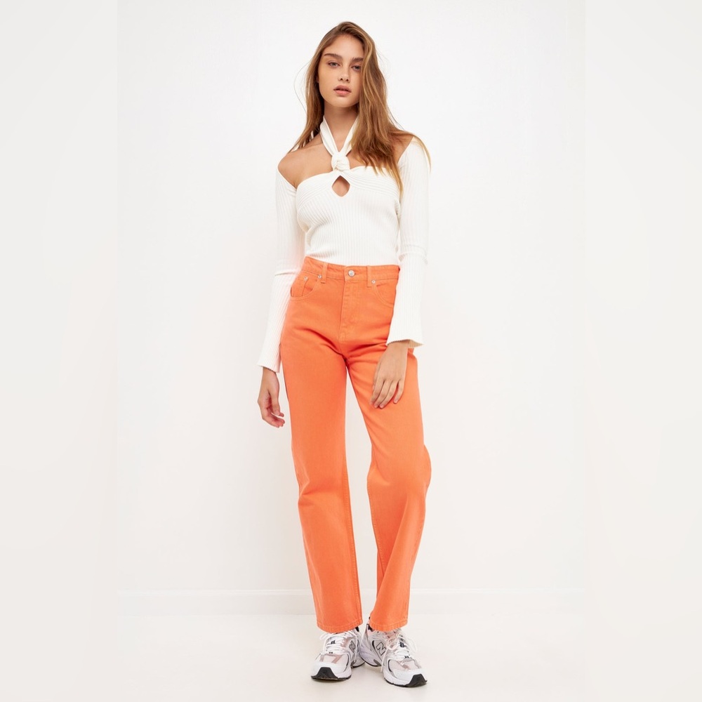 NWT Grey Lab Color Full Length Wide Leg Jean-Orange- Size L (fits like size 10)
